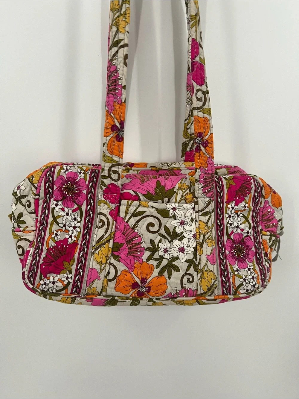 Vera Bradley Floral Quilted Shoulder Bag in Pink, Orange & Green